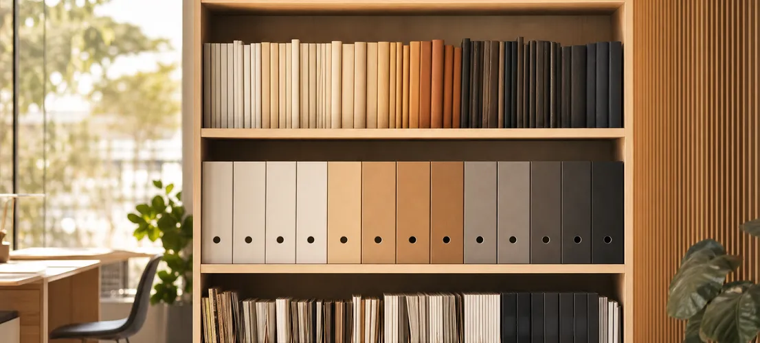 Estantería ordenada como metáfora de una biblioteca de contenido propio que da valor a una web