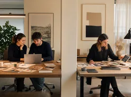 Comparación visual entre un equipo de marketing interno y una colaboración externa en una pyme
