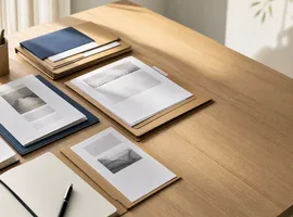 Documentos organizados sobre una mesa como metáfora de contenido para el equipo comercial