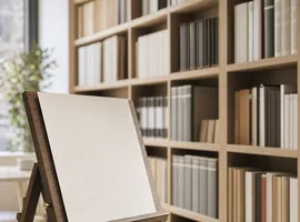Estantería organizada de contenido junto a una única hoja aislada, biblioteca de contenido vs landing pages