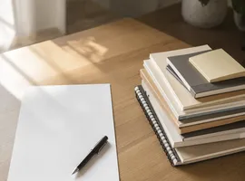 Escritorio con documentos organizados que representan contenido especializado de una web con autoridad