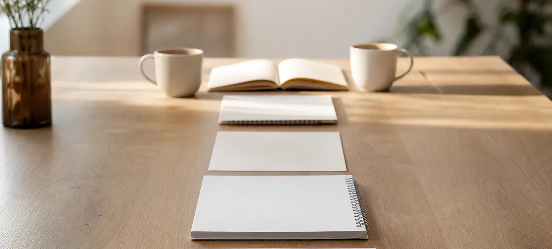 Camino de documentos ordenados sobre una mesa que simboliza cómo el blog educa a un cliente potencial