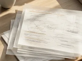 Capas de papel superpuestas sobre una mesa, representando el análisis en profundidad de un problema del cliente