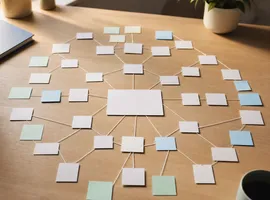 Mapa de tarjetas conectadas representando una cobertura temática bien estructurada