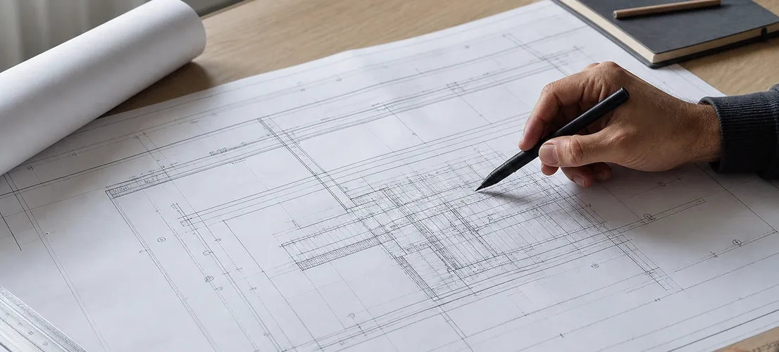 Persona anotando un esquema técnico para explicar un producto complejo de forma clara