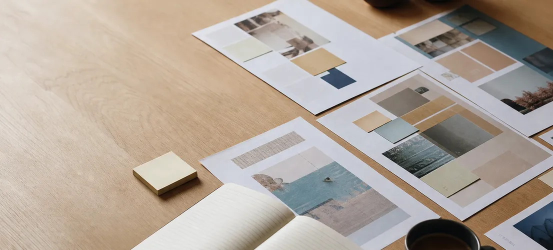 Mesa de trabajo organizada con documentos y notas para preparar el contexto de un contenido con IA