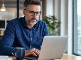 Profesional revisando contenido en el portátil como parte de una estrategia de tráfico LinkedIn hacia el blog