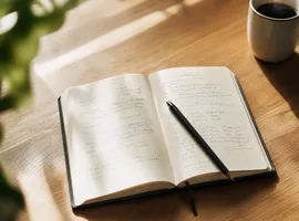Cuaderno de notas abierto representando el criterio detrás del contenido educativo que genera confianza comercial