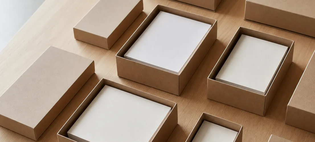 Cajas ordenadas en fila que representan paquetes de marketing productizado con IA listos para escalar