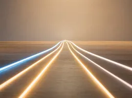 Varios caminos de luz convergiendo, representando alternativas a Google Ads para captar clientes de forma diversificada