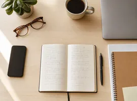 Mesa de trabajo organizada con varios canales de captación de leads representados de forma equilibrada