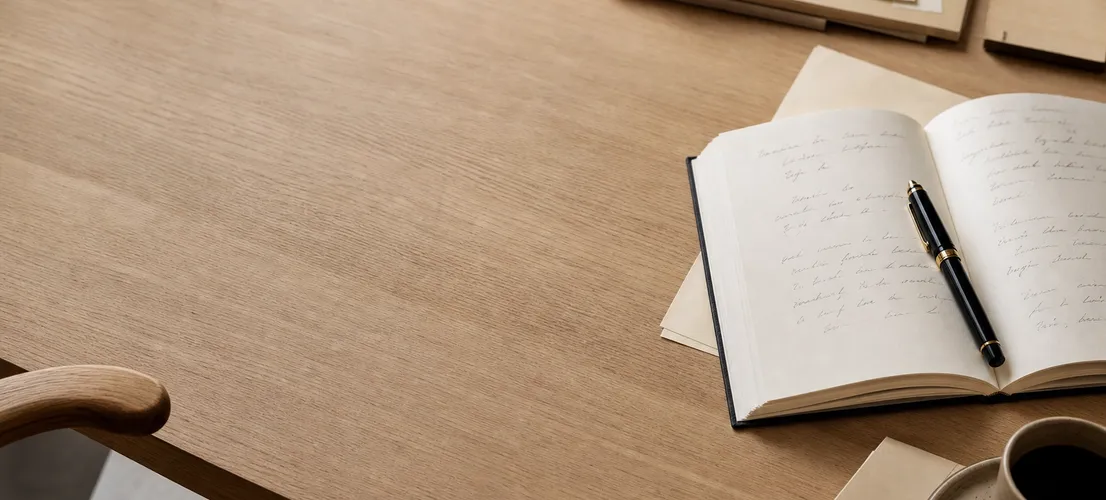 Escritorio de despacho profesional con notas y documentos que representan criterio experto antes de vender