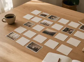 Calendario editorial físico organizado con tarjetas de contenido para publicar cada día sin community manager