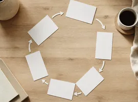 Tarjetas de contenido dispuestas en bucle representando la rotación social de una empresa