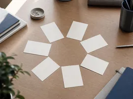 Tarjetas de contenido dispuestas en círculo representando un ciclo de rotación social para empresas B2B
