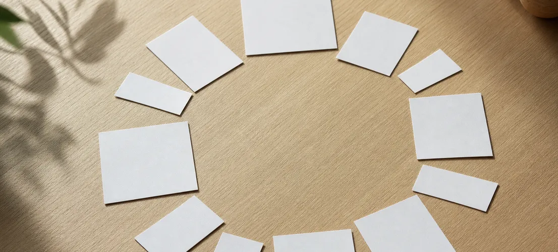 Tarjetas de contenido organizadas en círculo representando la rotación de publicaciones en X