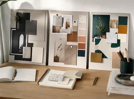 Tres moodboards de marca con estilos distintos, representando la falta de coherencia antes de unificar SEO, social y branding