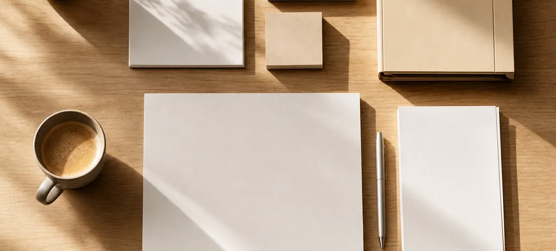 Mesa de trabajo ordenada representando un sistema integrado de marketing para servicios profesionales