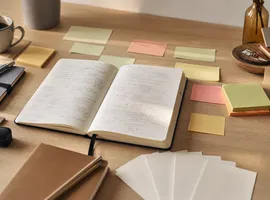 Notas de investigación convertidas en varias ideas de contenido para redes sociales