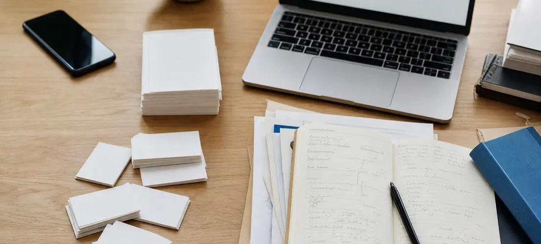 Mesa de trabajo dividida entre contactos comprados y contenido propio acumulado, representando la decisión entre agencia de leads y contenido