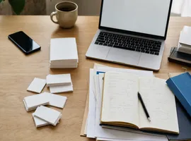 Mesa de trabajo dividida entre contactos comprados y contenido propio acumulado, representando la decisión entre agencia de leads y contenido