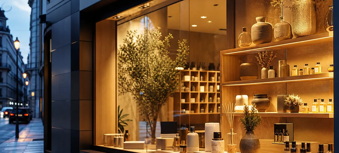 Escaparate iluminado sin entrada visible, metáfora de una web operativa que no capta clientes