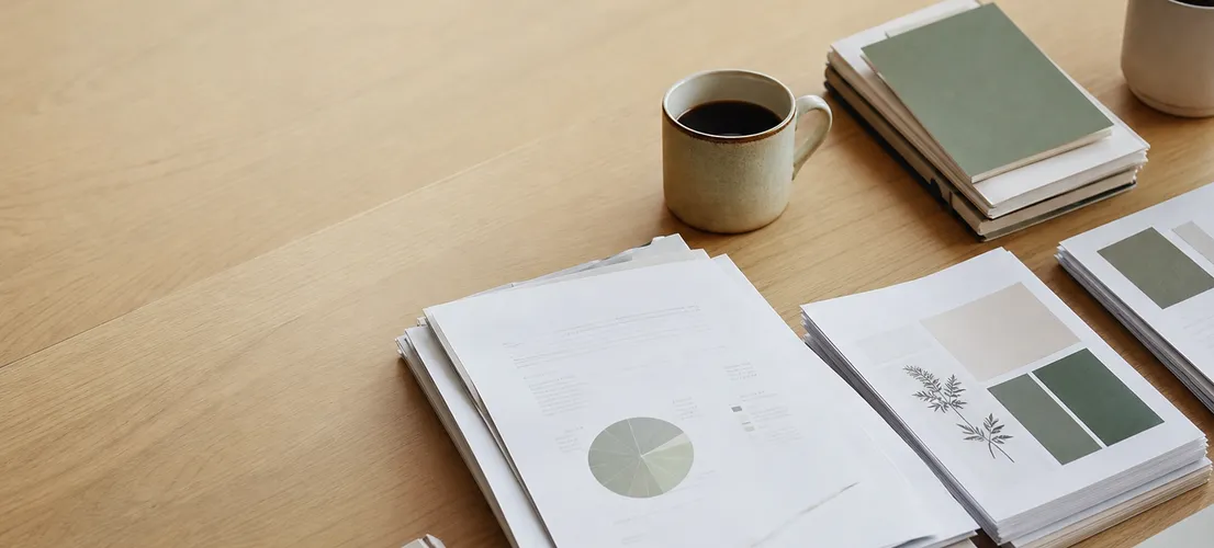 Mesa de trabajo ordenada como metáfora de evaluar si una pyme debe invertir en marketing de contenidos
