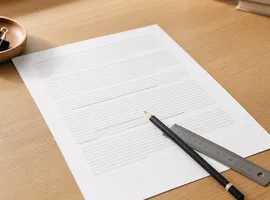 Hoja de texto marcada a mano durante una revisión editorial de contenido antes de publicar