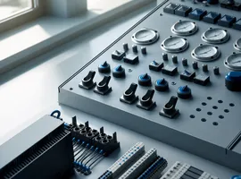Panel técnico complejo fotografiado con orden y claridad, símbolo de explicar productos complejos con precisión